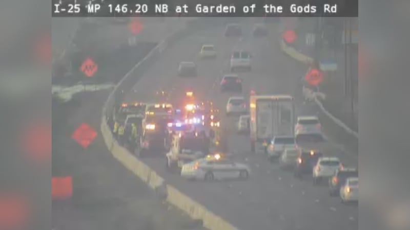 Crash involving 6 vehicles causing delays on I-25 in Colorado Springs