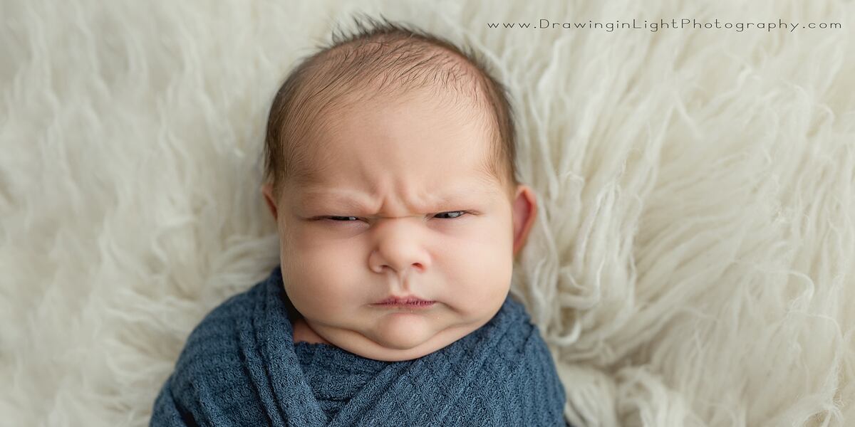 Grumpy No Child Grumpy baby goes viral for hilarious newborn photoshoot