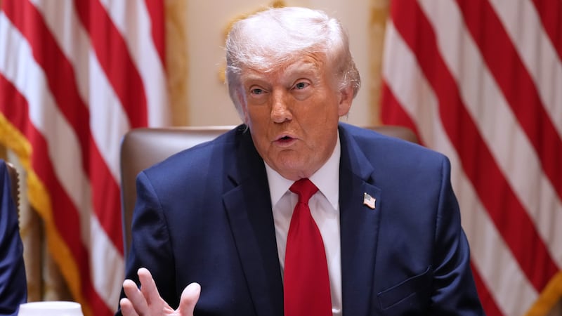 President Donald Trump speaks during a Cabinet meeting at the White House, Wednesday, May 27,...
