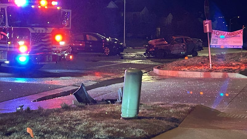 A car caught fire after a crash on Tuesday night.