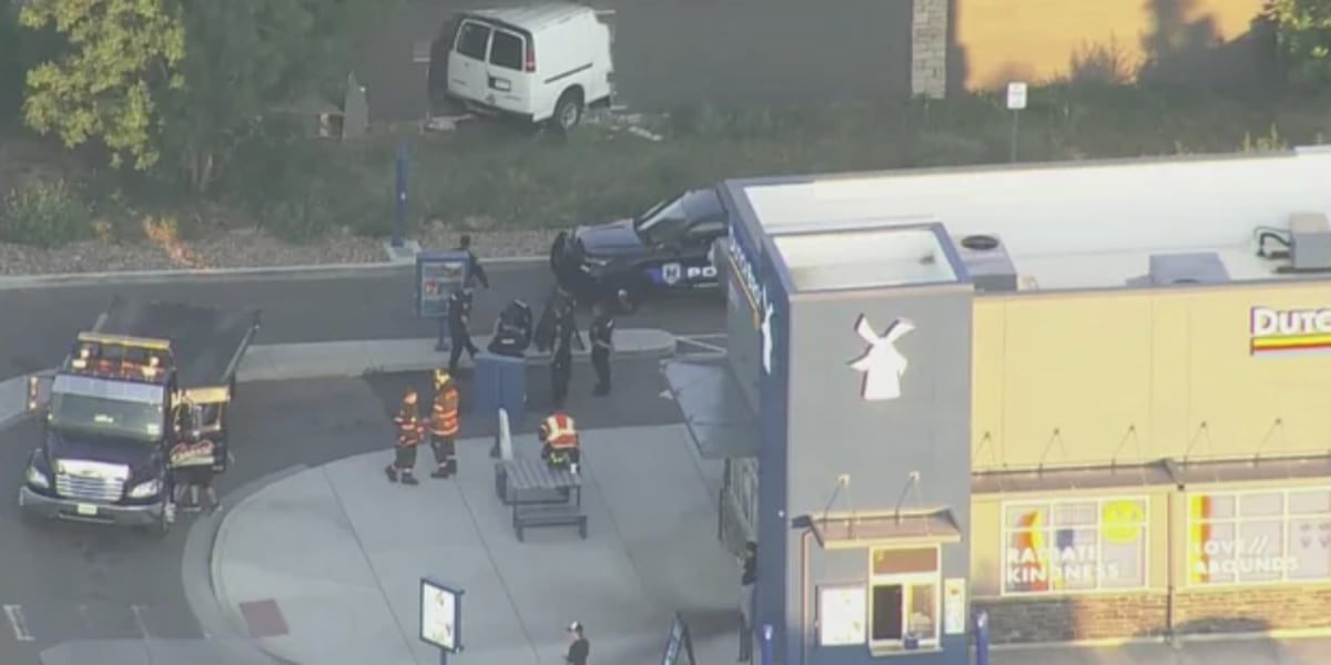Driver nearly hits Dutch Bros. before crashing into garage