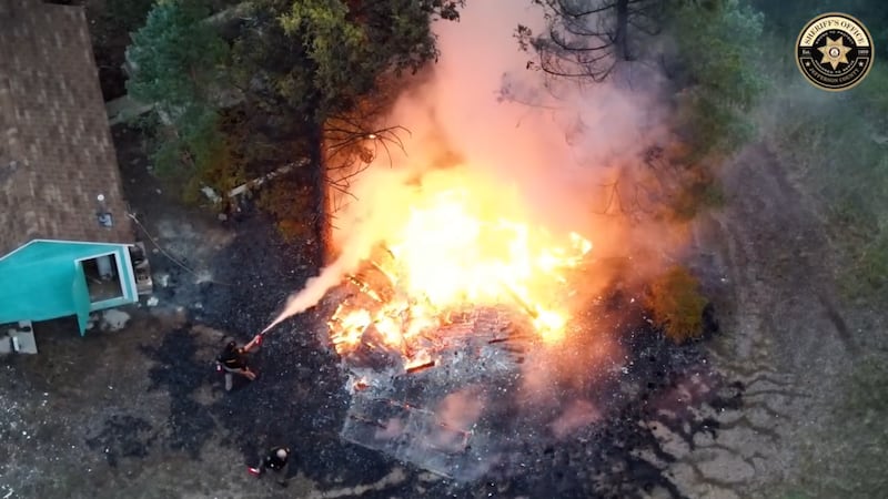 Jefferson County deputies responded to a shed on fire close to a home Wednesday evening.