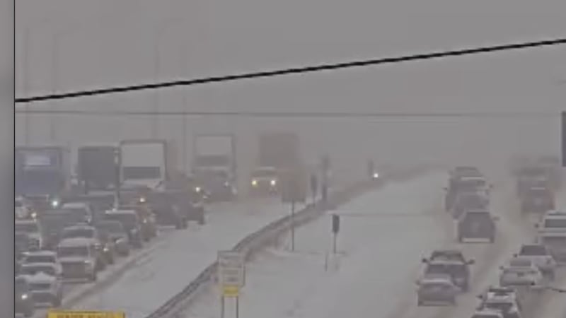 Traffic backups on I-25 while troopers and tows worked to clear the scene of a crash Sunday...