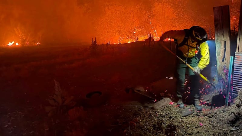 A firefighter on the front lines of the Aspen Acres Fire.
