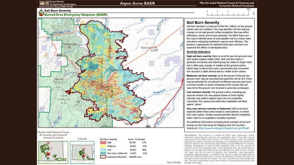 The Burned Area Emergency Response Team shared a map showing the level of burn damage left by...