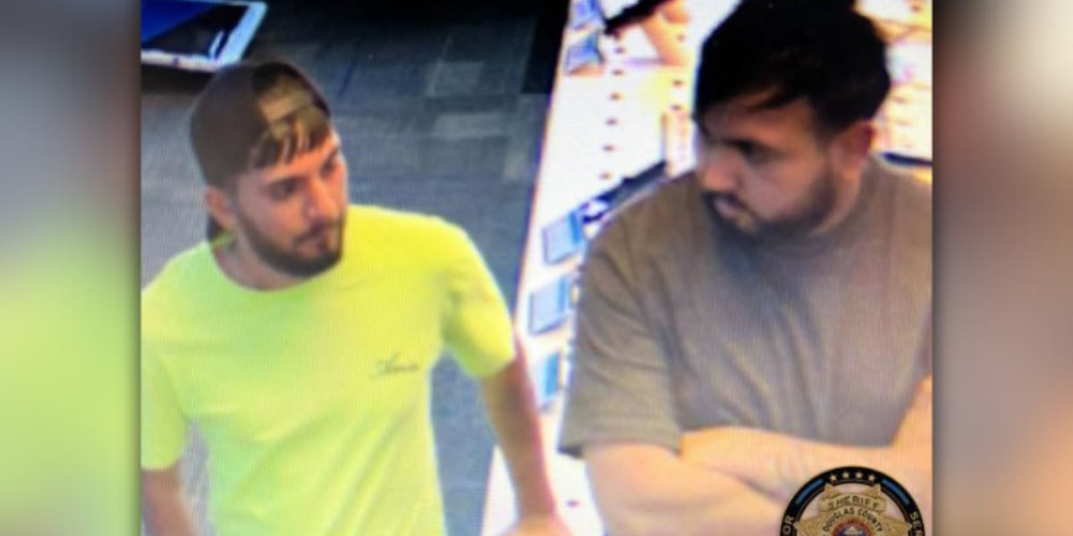 Law enforcement searching for suspects accused of stealing display phones in Lone Tree
