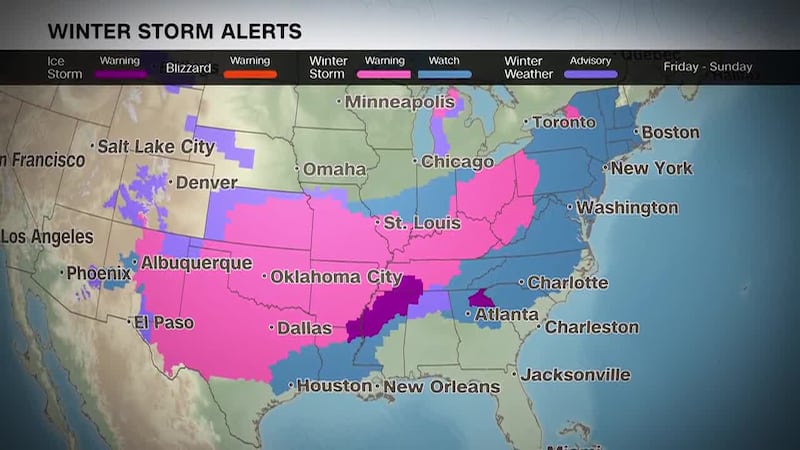 Roughly 140 million people were under a winter storm warning from New Mexico to New England.