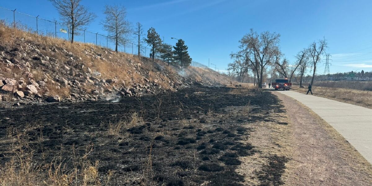 Crews respond to a grass fire visible from I-25 near Tejon in Colorado ...