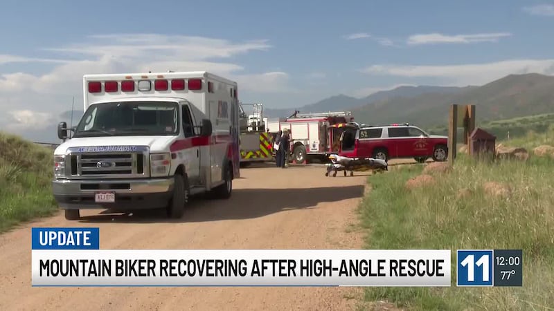 Colorado Springs firefighters rescued a mountain biker who crashed Tuesday morning and...