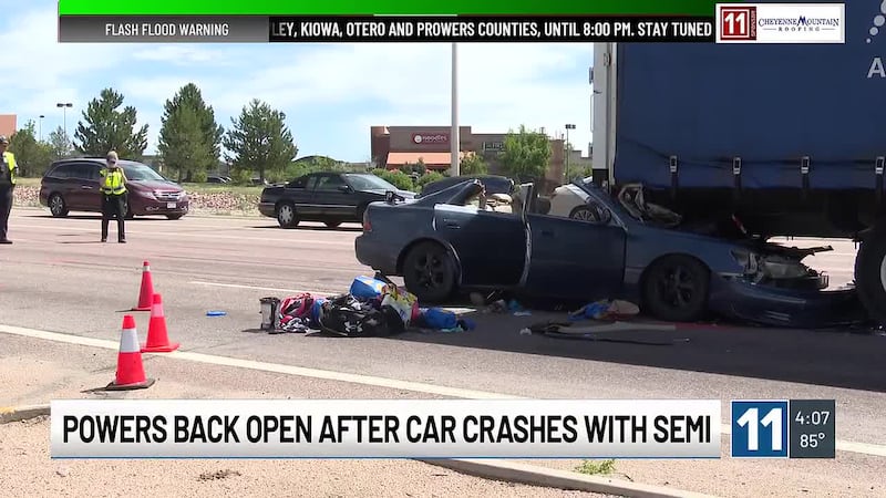A crash caused hours of delays on southbound Powers Boulevard on Wednesday.